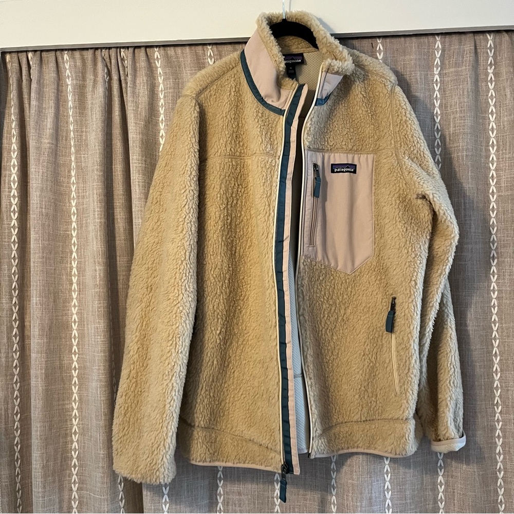 Women's Classic Retro-X® Fleece Jacket Size extra large color natural with blue - Picture 12 of 15